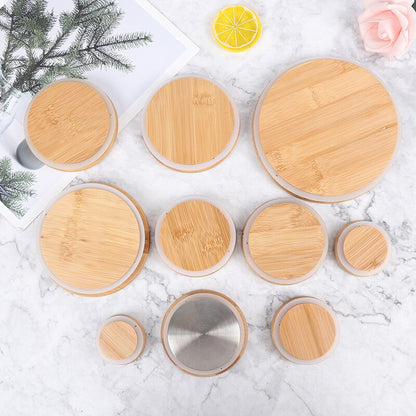 Reusable Bamboo Mason Jar Caps with Non-Leakage Silicone Seals