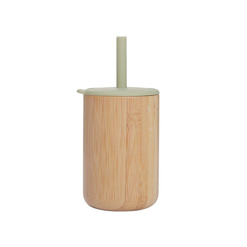 Baby Feeding Cup with Straw - Bamboo and Silicone Lid Training Cup