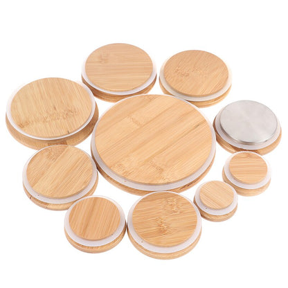 Reusable Bamboo Mason Jar Caps with Non-Leakage Silicone Seals