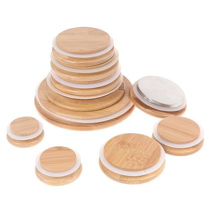 Reusable Bamboo Mason Jar Caps with Non-Leakage Silicone Seals