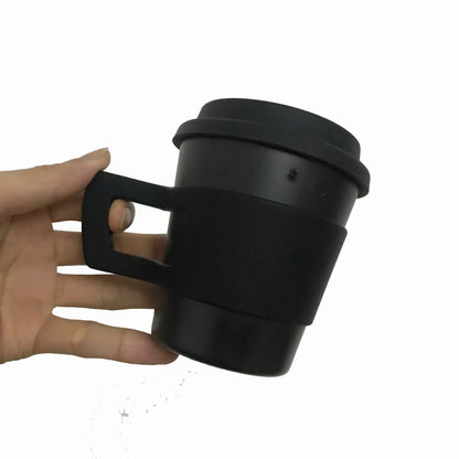 Bamboo Fiber Coffee Cup with Silicone Lid and Handle - 300ml Biodegradable Drink Cup, Eco-Friendly Coffee Cup with Band