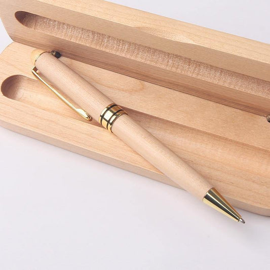 Maple Wood Ballpoint Pen With Bamboo Case - Earth Thanks - Maple Wood Ballpoint Pen With Bamboo Case - natural, vegan, eco-friendly, organic, sustainable, anti-microbial, antibacterial, antimicrobial, bamboo, box, case, compostable, container, disposable, gift, holder, maple wood, non toxic, office, pen, pencil case, pouch, recyclable, recycle, recycle friendly, reusable, stationery, sterile, unisex, vegan friendly, wood, wooden, writing