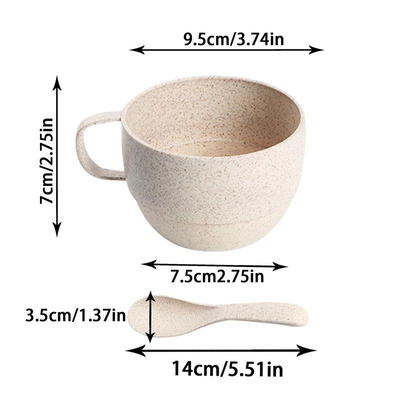 Eco-Friendly Wheats Straw Soup Cup with Spoon - Portable and Durable