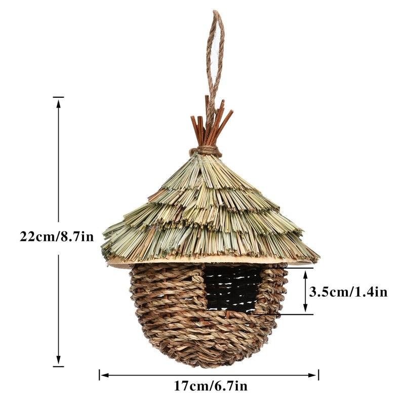 Handmade Hanging Bird House - Natural Grass Fiber Finch Nest Hut for Outdoor Use - Earth Thanks - Handmade Hanging Bird House - Natural Grass Fiber Finch Nest Hut for Outdoor Use - natural, vegan, eco-friendly, organic, sustainable, attractive, biodegradable, bird house, cage, durable, finch, garden, grass fiber, hand-made, handcrafted, handicraft, handicrafts, handmade, hanging, hideaway, hut, natural, nature, nest, non-toxic, outdoor, plant, plant-based, plastic-free, seeds, shelter, vegan