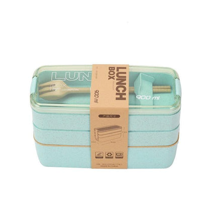 Eco-Friendly Wheat Straw Lunch Box - 3 Layer Bioplastic Container 900ml/750ml