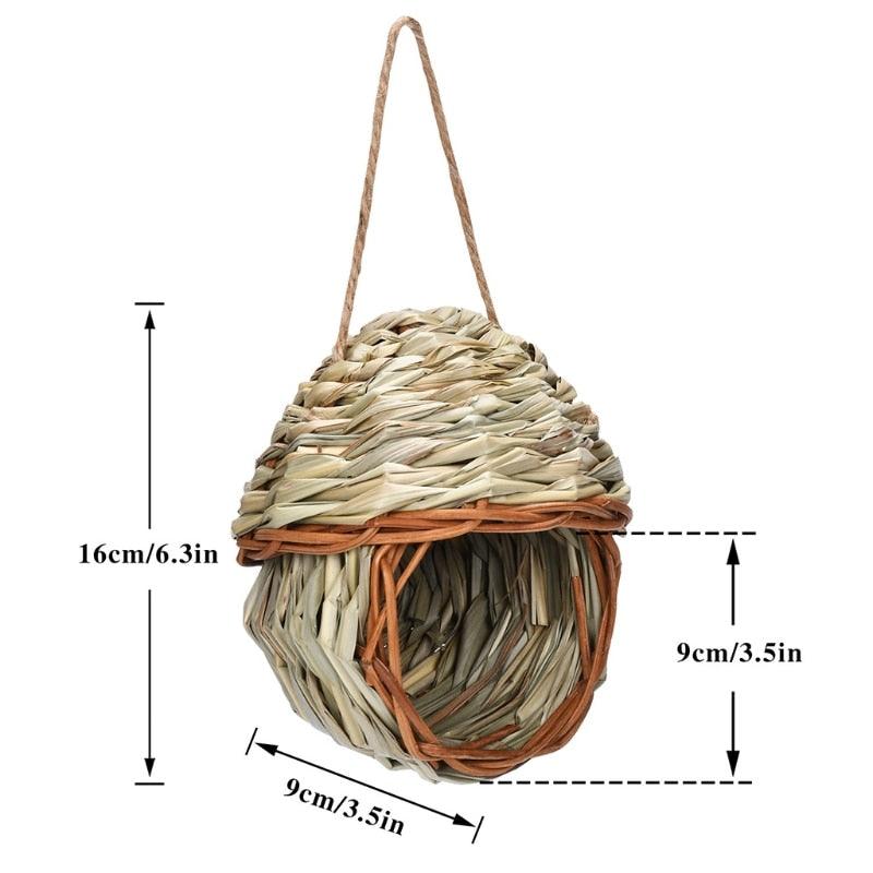 Handmade Hanging Bird House - Natural Grass Fiber Finch Nest Hut for Outdoor Use - Earth Thanks - Handmade Hanging Bird House - Natural Grass Fiber Finch Nest Hut for Outdoor Use - natural, vegan, eco-friendly, organic, sustainable, attractive, biodegradable, bird house, cage, durable, finch, garden, grass fiber, hand-made, handcrafted, handicraft, handicrafts, handmade, hanging, hideaway, hut, natural, nature, nest, non-toxic, outdoor, plant, plant-based, plastic-free, seeds, shelter, vegan