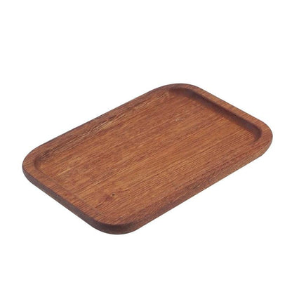 Tableware Solid Wood Round Dessert Plate Japanese-style Wooden Tray Snack Plate Dried Fruit Plate Walnut Color Wooden Plate - Earth Thanks - Tableware Solid Wood Round Dessert Plate Japanese-style Wooden Tray Snack Plate Dried Fruit Plate Walnut Color Wooden Plate - natural, vegan, eco-friendly, organic, sustainable, biodegradable, natural, non-toxic, plastic-free, wood, wooden