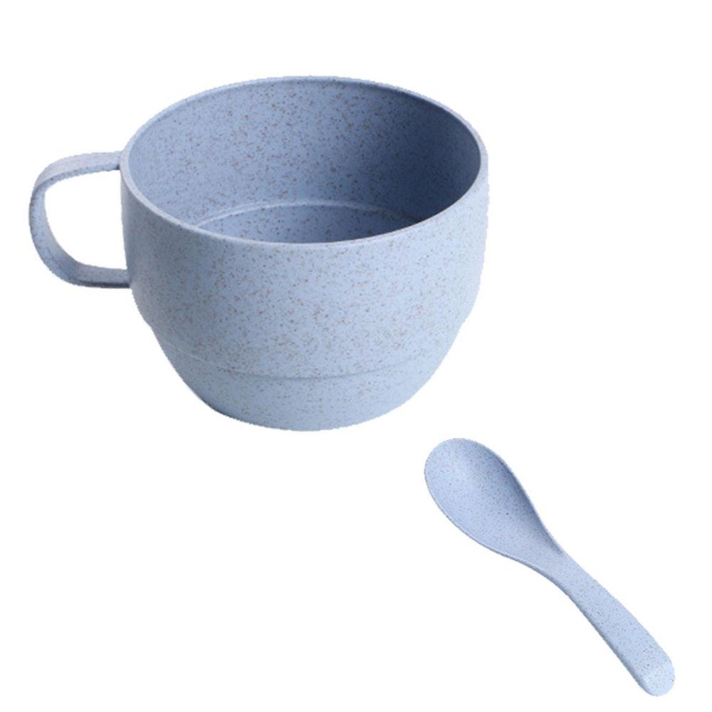 Eco-Friendly Wheats Straw Soup Cup with Spoon - Portable and Durable