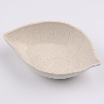 4pcs Wheat Fiber Leaves Shape Sauce Dishes for Seasoning and Snacks