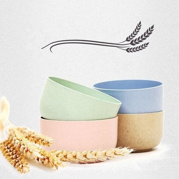 4 PCS/Set Kitchen Tableware Wheat Straw Bowl Food Grade Wheat Rice Bowl Tableware Food Container Eco-friendly Dinnerware - Earth Thanks - 4 PCS/Set Kitchen Tableware Wheat Straw Bowl Food Grade Wheat Rice Bowl Tableware Food Container Eco-friendly Dinnerware - natural, vegan, eco-friendly, organic, sustainable, 