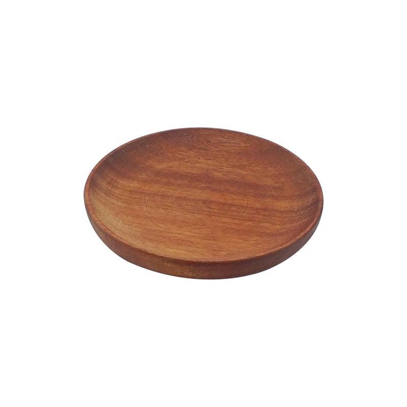 Tableware Solid Wood Round Dessert Plate Japanese-style Wooden Tray Snack Plate Dried Fruit Plate Walnut Color Wooden Plate - Earth Thanks - Tableware Solid Wood Round Dessert Plate Japanese-style Wooden Tray Snack Plate Dried Fruit Plate Walnut Color Wooden Plate - natural, vegan, eco-friendly, organic, sustainable, biodegradable, natural, non-toxic, plastic-free, wood, wooden