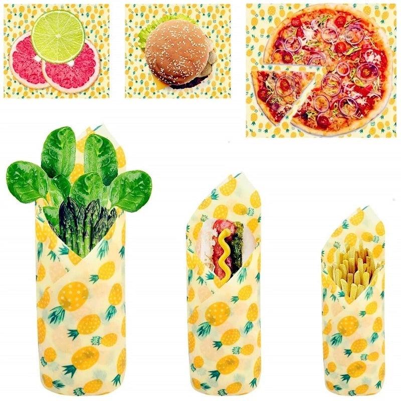 Reusable Storage Wrap 3 pcs - Sustainable, Organic Snacks, Cheese, Food Wrapping Paper - Beeswax Food Wraps - Fresh-Keeping Paper For Bread - The Ultimate Eco-Friendly Food Storage Solution