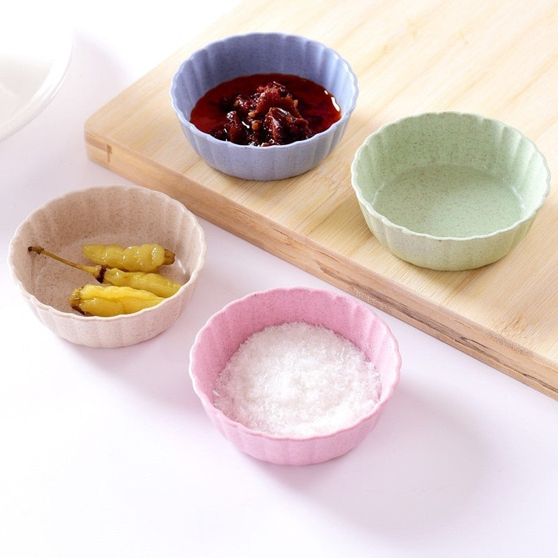 4pcs Wheat Fiber Leaves Shape Sauce Dishes for Seasoning and Snacks