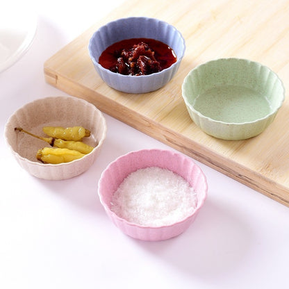 4pcs Wheat Fiber Leaves Shape Sauce Dishes for Seasoning and Snacks