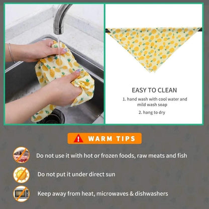 Reusable Storage Wrap 3 pcs - Sustainable, Organic Snacks, Cheese, Food Wrapping Paper - Beeswax Food Wraps - Fresh-Keeping Paper For Bread - The Ultimate Eco-Friendly Food Storage Solution