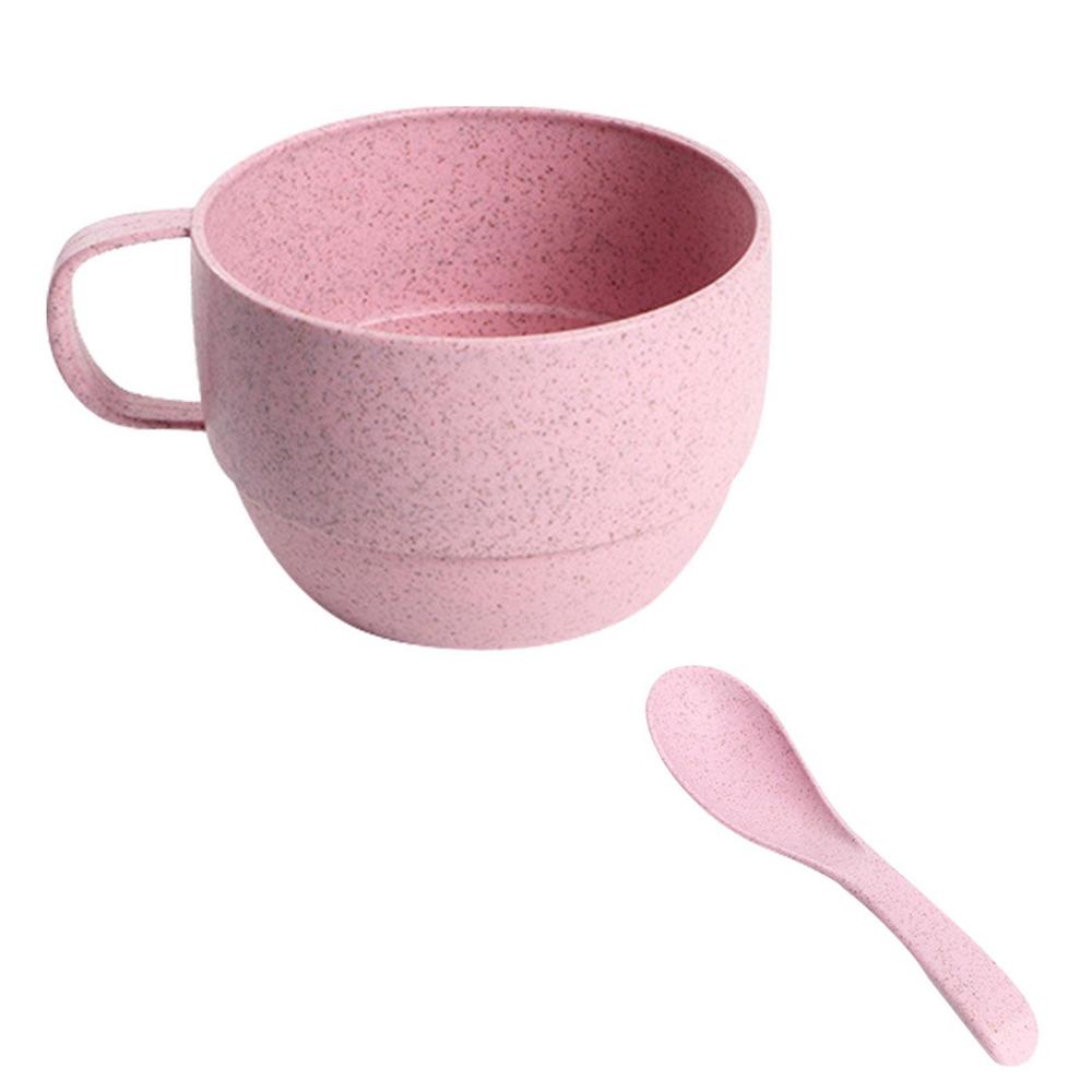 Eco-Friendly Wheats Straw Soup Cup with Spoon - Portable and Durable