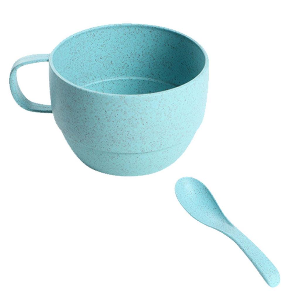 Eco-Friendly Wheats Straw Soup Cup with Spoon - Portable and Durable