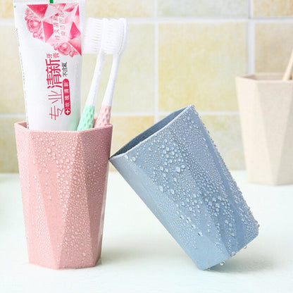 Eco-Friendly Wheat Straw Diamond Toothbrush Cup Couple Set