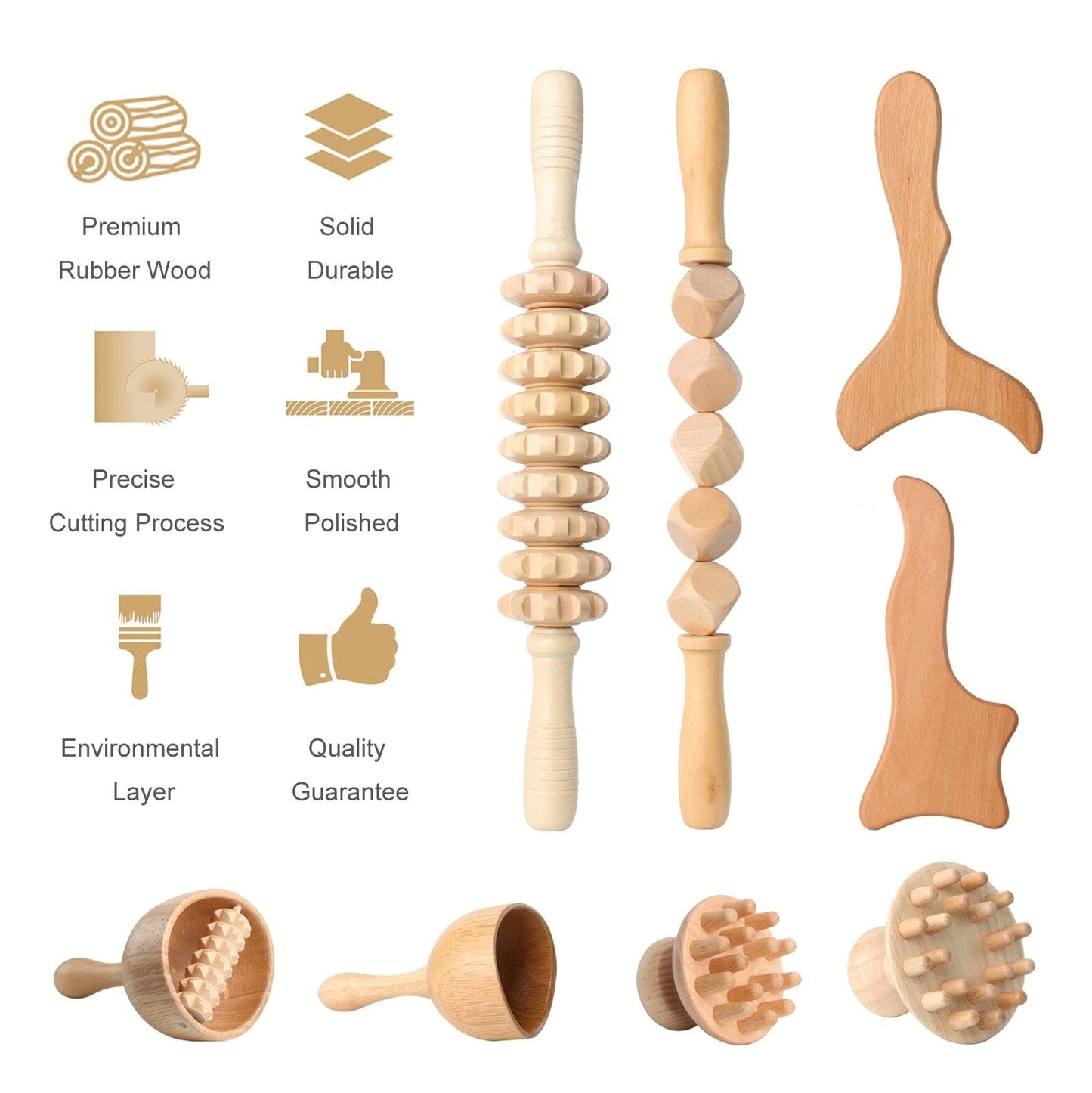 Wooden Gua Sha Massage Tool Exercise Roller Sport Injury Gym Body Leg Trigger Point Muscle Roller Sticks Massager Health Care - Earth Thanks - Wooden Gua Sha Massage Tool Exercise Roller Sport Injury Gym Body Leg Trigger Point Muscle Roller Sticks Massager Health Care - natural, vegan, eco-friendly, organic, sustainable, biodegradable, natural, non-toxic, plastic-free, wood, wooden