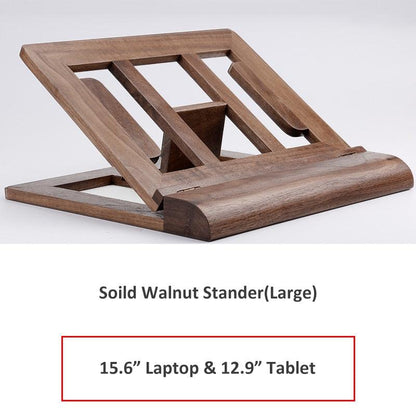 Wooden Laptop & Tablet Stander Walnut Beech stand with 4 levels adjustable height - Earth Thanks - Wooden Laptop & Tablet Stander Walnut Beech stand with 4 levels adjustable height - natural, vegan, eco-friendly, organic, sustainable, apple accessories, biodegradable, computer accessories, electronic, fashionable, laptop accessories, Mac accessories, MacBook accessories, natural, non-toxic, office, pc accessories, plastic-free, tech, technology, trendy, vegan, wood, wooden