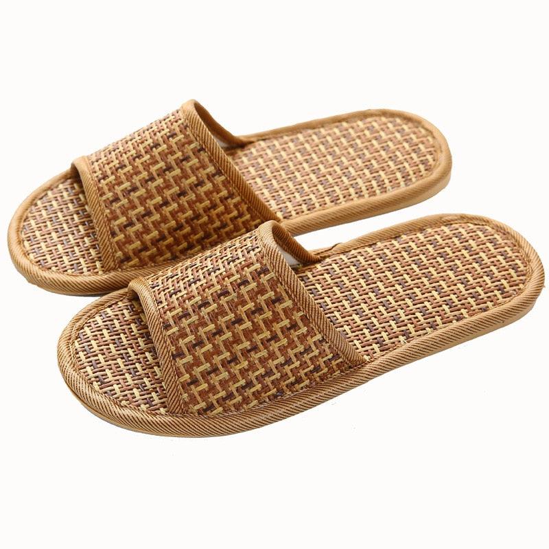 Spring and summer bamboo woven rattan and grass lovers straw mat slippers indoor wooden floor home linen slippers - Earth Thanks - Spring and summer bamboo woven rattan and grass lovers straw mat slippers indoor wooden floor home linen slippers - natural, vegan, eco-friendly, organic, sustainable, bamboo, biodegradable, linen, natural, non-toxic, plastic-free, vegan, wood, wooden