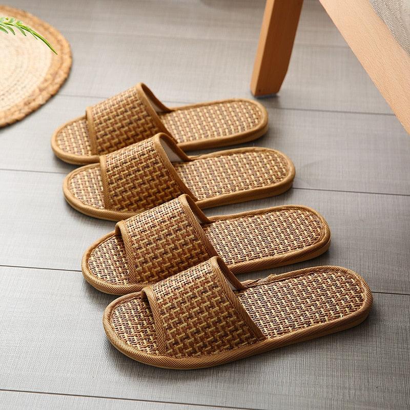 Spring and summer bamboo woven rattan and grass lovers straw mat slippers indoor wooden floor home linen slippers - Earth Thanks - Spring and summer bamboo woven rattan and grass lovers straw mat slippers indoor wooden floor home linen slippers - natural, vegan, eco-friendly, organic, sustainable, bamboo, biodegradable, linen, natural, non-toxic, plastic-free, vegan, wood, wooden