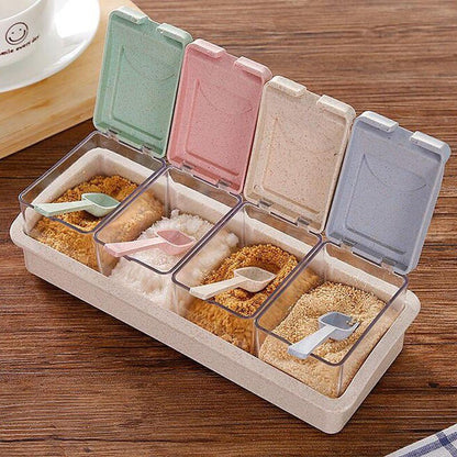 Eco-Friendly Wheat Straw Seasoning Box - Kitchen Storage Container