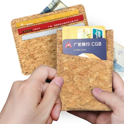 Natural Cork Wallet - Men's and Women's Fashion ID Business Card Holder and Mini Money Bag