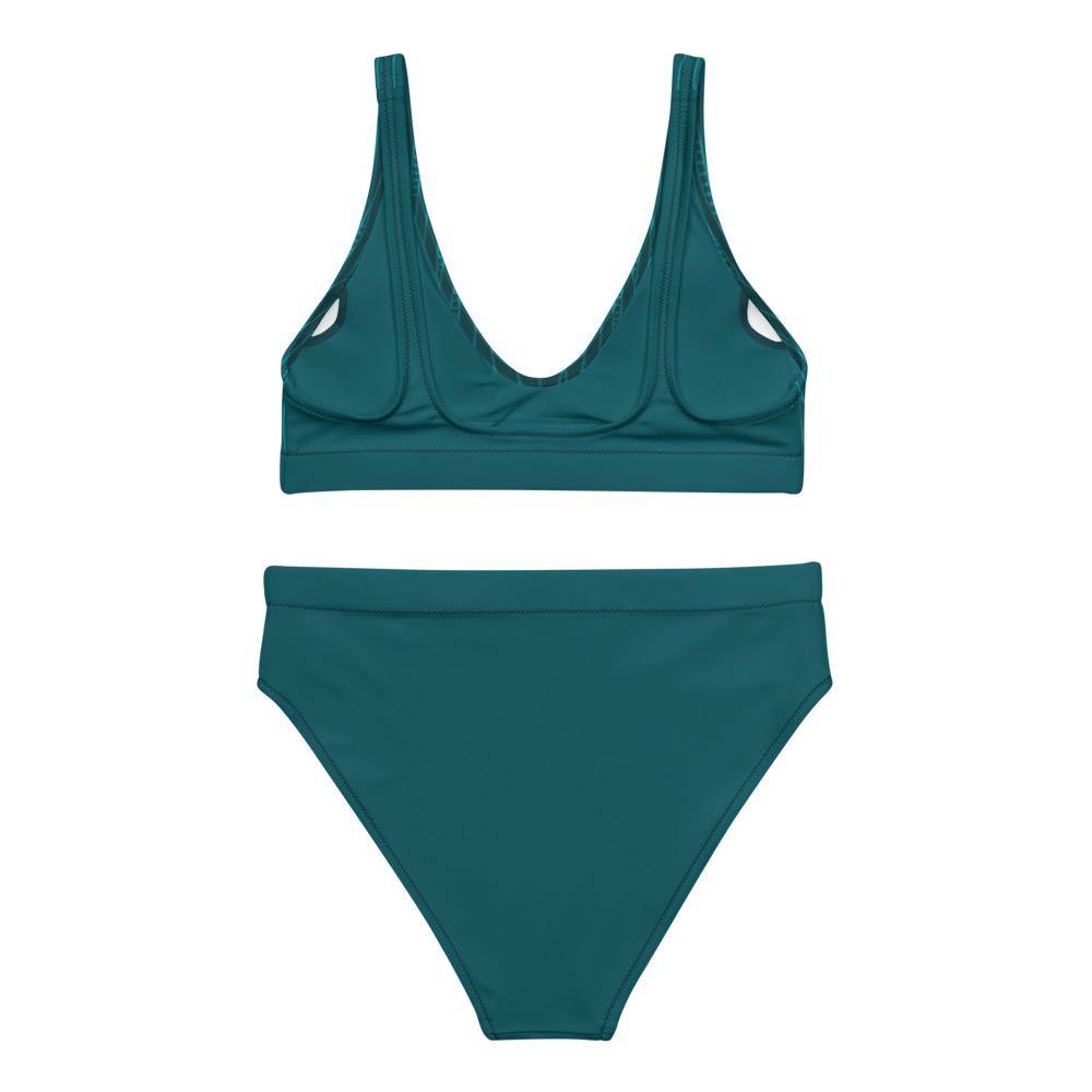 Recycled High-waisted Teal Bikini - Earth Thanks - Recycled High-waisted Teal Bikini - natural, vegan, eco-friendly, organic, sustainable, accessories, apparel, beach, beach wear, beachwear, bikini, sea, summer, swim, swimming pool