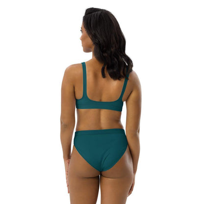 Recycled High-waisted Teal Bikini - Earth Thanks - Recycled High-waisted Teal Bikini - natural, vegan, eco-friendly, organic, sustainable, accessories, apparel, beach, beach wear, beachwear, bikini, sea, summer, swim, swimming pool