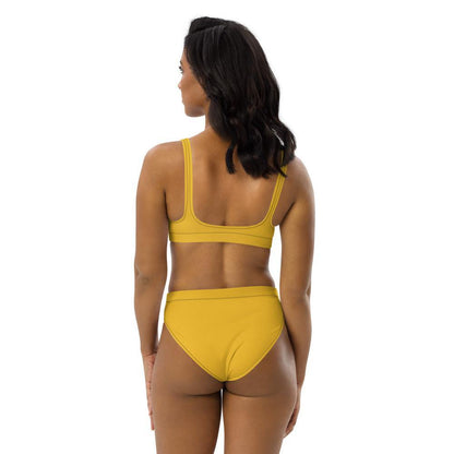 Recycled High-waisted Yellow Bees Bikini - Earth Thanks - Recycled High-waisted Yellow Bees Bikini - natural, vegan, eco-friendly, organic, sustainable, accessories, apparel, beach, beach wear, beachwear, bees, bikini, sea, summer, swim, swimming pool