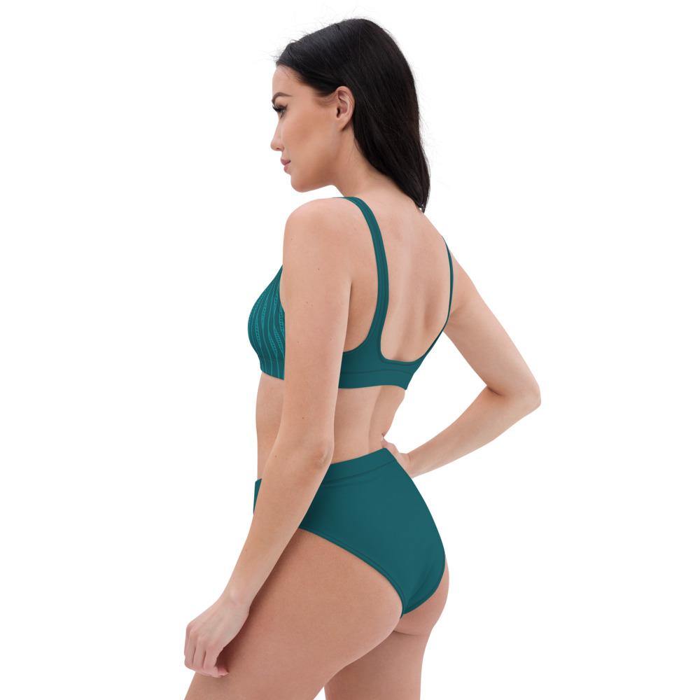 Recycled High-waisted Teal Bikini - Earth Thanks - Recycled High-waisted Teal Bikini - natural, vegan, eco-friendly, organic, sustainable, accessories, apparel, beach, beach wear, beachwear, bikini, sea, summer, swim, swimming pool