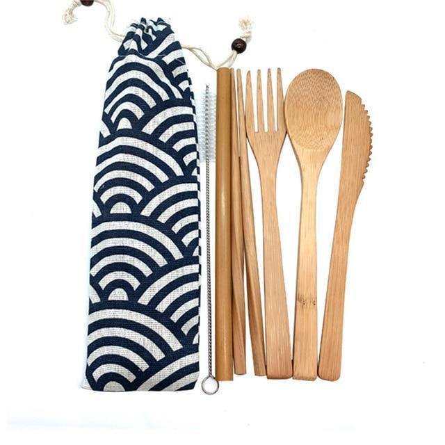 Bamboo Cutlery Set of 8 pieces - Earth Thanks - Bamboo Cutlery Set of 8 pieces - natural, vegan, eco-friendly, organic, sustainable, breakfast, brown, close, cook, cooking, dinner, eat, eating, food, fork, kitchen, lunch, meal, object, objects, restaurant, set, spoon, tableware, tool, utensil, wood, wooden, wooden spoon