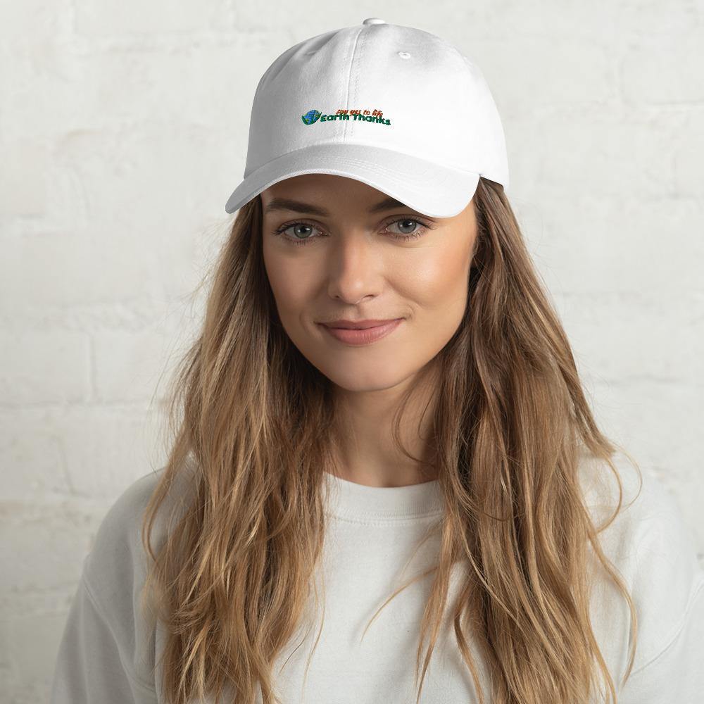 Earth Thanks Baseball Hat - Earth Thanks - Earth Thanks Baseball Hat - natural, vegan, eco-friendly, organic, sustainable, attractive, bathing cap, cap, clothing, cute, happy, hardhat, hat, headdress, industry, male, man, worker