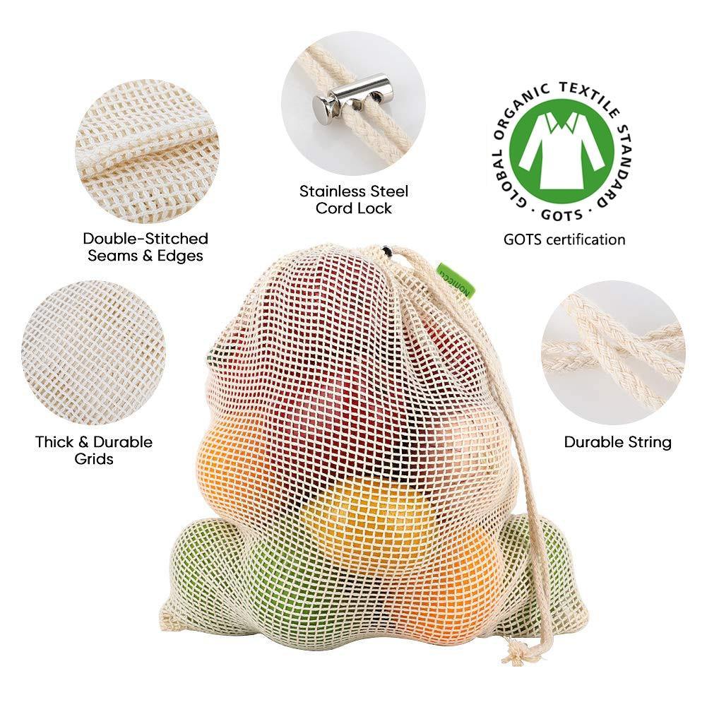 Reusable Cotton Mesh Bags - Earth Thanks - Reusable Cotton Mesh Bags - natural, vegan, eco-friendly, organic, sustainable, bag, camping, compostable, container, cotton, eco shoppers, food, food storage, food wrap, fresh, home, home care, house, housekeeping, lunch box, non toxic, organic, organic cotton, organization, outdoor, picnic, plant trees, portable, recyclable, recycle, recycle friendly, reusable, save food, shopper, soft, tools, travel, vegan friendly, washing machine