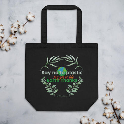 Say no to plastic - Eco Tote Bag - Earth Thanks - Say no to plastic - Eco Tote Bag - accessories, apparel, bag, city wear, compostable, cotton, cotton fiber, cotton twill, eco shoppers, fashion, handbag, non toxic, organic, organic cotton, outdoor, picnic, plastic free, portable, purse, recyclable, recycle, recycle friendly, reusable, shopper, shopping bag, shoulder bag, street wear, tote bag, travel, travel bag, traveling bag, unisex, vegan friendly, wardrobe, woman, women