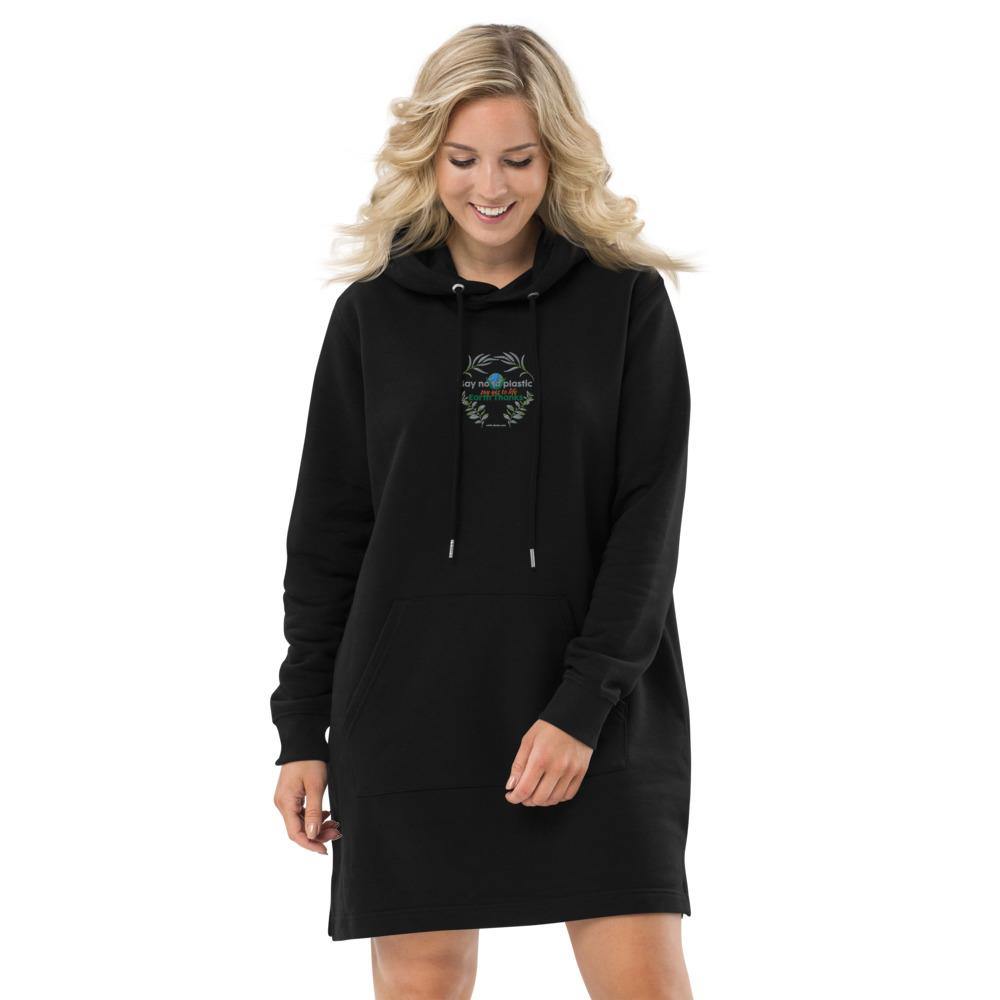 Say no to plastic - Hoodie dress - Earth Thanks - Say no to plastic - Hoodie dress - natural, vegan, eco-friendly, organic, sustainable, apparel, comfortable, cotton, eco fashion, eco textiles, embroidery, home, hoodie, Hoodie dress, non toxic, organic, organic cotton, outdoor, outfit, recyclable, recycle, recycle friendly, reusable, soft, sport, sports wear, sportswear, travel, vegan friendly, woman, women