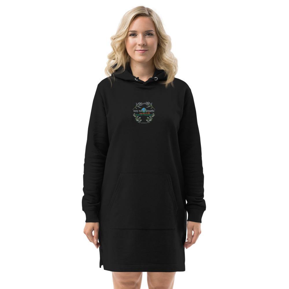 Say no to plastic - Hoodie dress - Earth Thanks - Say no to plastic - Hoodie dress - natural, vegan, eco-friendly, organic, sustainable, apparel, comfortable, cotton, eco fashion, eco textiles, embroidery, home, hoodie, Hoodie dress, non toxic, organic, organic cotton, outdoor, outfit, recyclable, recycle, recycle friendly, reusable, soft, sport, sports wear, sportswear, travel, vegan friendly, woman, women