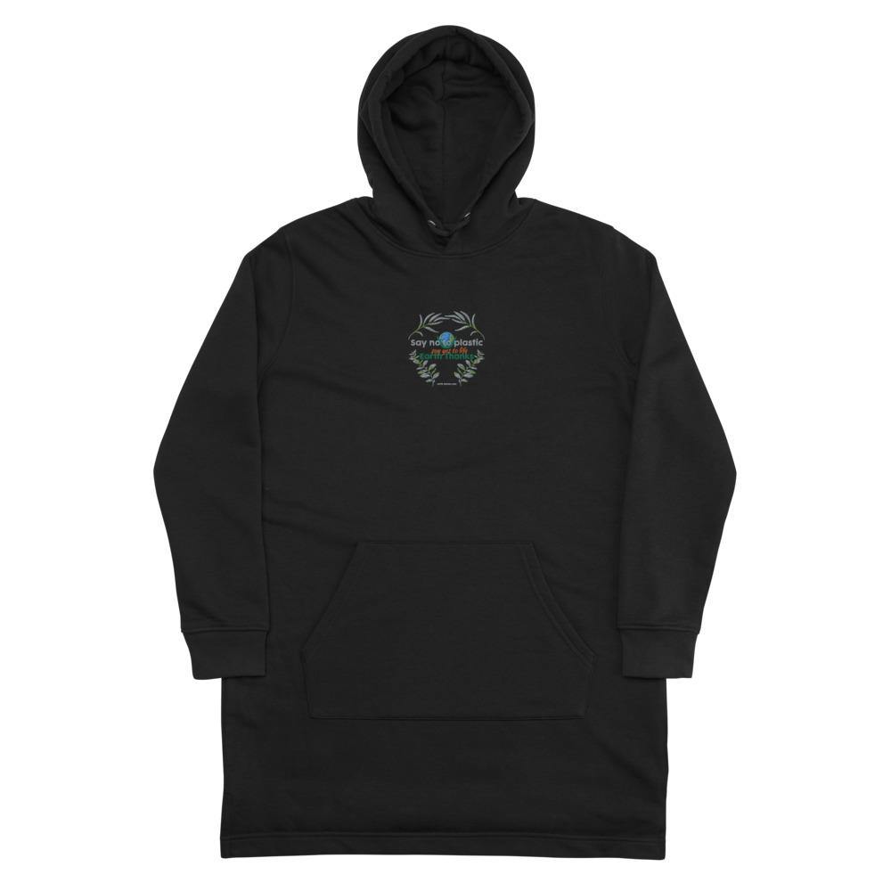 Say no to plastic - Hoodie dress - Earth Thanks - Say no to plastic - Hoodie dress - natural, vegan, eco-friendly, organic, sustainable, apparel, comfortable, cotton, eco fashion, eco textiles, embroidery, home, hoodie, Hoodie dress, non toxic, organic, organic cotton, outdoor, outfit, recyclable, recycle, recycle friendly, reusable, soft, sport, sports wear, sportswear, travel, vegan friendly, woman, women