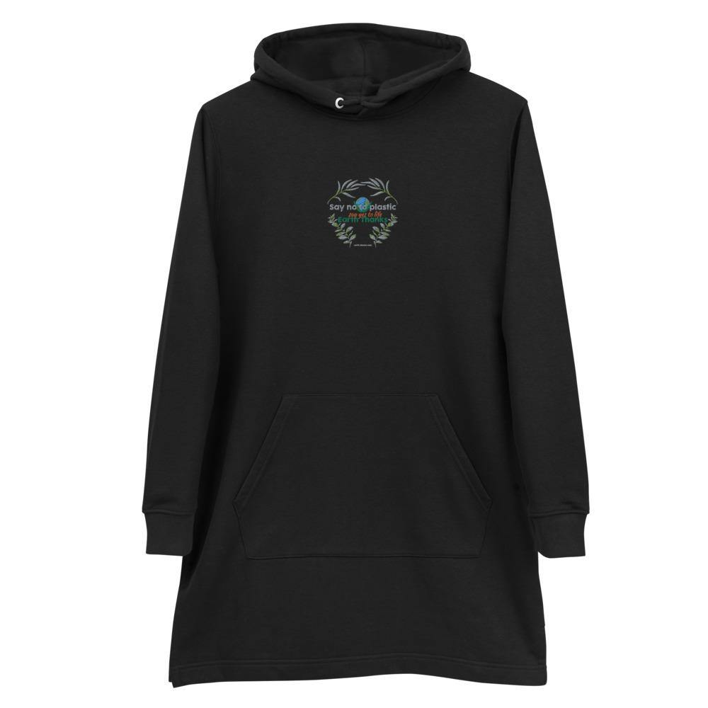 Say no to plastic - Hoodie dress - Earth Thanks - Say no to plastic - Hoodie dress - natural, vegan, eco-friendly, organic, sustainable, apparel, comfortable, cotton, eco fashion, eco textiles, embroidery, home, hoodie, Hoodie dress, non toxic, organic, organic cotton, outdoor, outfit, recyclable, recycle, recycle friendly, reusable, soft, sport, sports wear, sportswear, travel, vegan friendly, woman, women