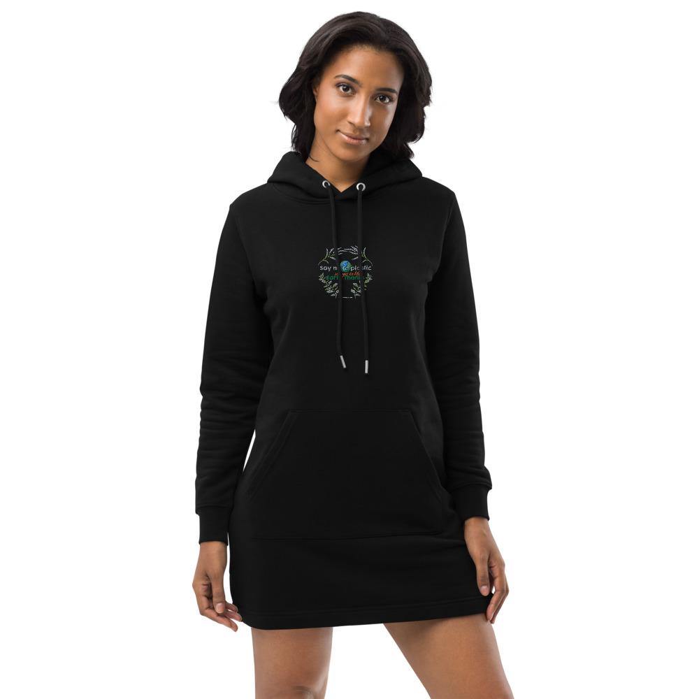 Say no to plastic - Hoodie dress - Earth Thanks - Say no to plastic - Hoodie dress - natural, vegan, eco-friendly, organic, sustainable, apparel, comfortable, cotton, eco fashion, eco textiles, embroidery, home, hoodie, Hoodie dress, non toxic, organic, organic cotton, outdoor, outfit, recyclable, recycle, recycle friendly, reusable, soft, sport, sports wear, sportswear, travel, vegan friendly, woman, women