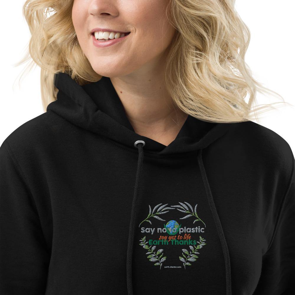 Say no to plastic - Hoodie dress - Earth Thanks - Say no to plastic - Hoodie dress - natural, vegan, eco-friendly, organic, sustainable, apparel, comfortable, cotton, eco fashion, eco textiles, embroidery, home, hoodie, Hoodie dress, non toxic, organic, organic cotton, outdoor, outfit, recyclable, recycle, recycle friendly, reusable, soft, sport, sports wear, sportswear, travel, vegan friendly, woman, women