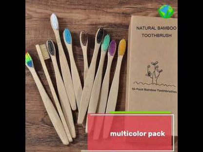 Natural Bamboo Antibacterial Toothbrushes - Set of 12 pieces