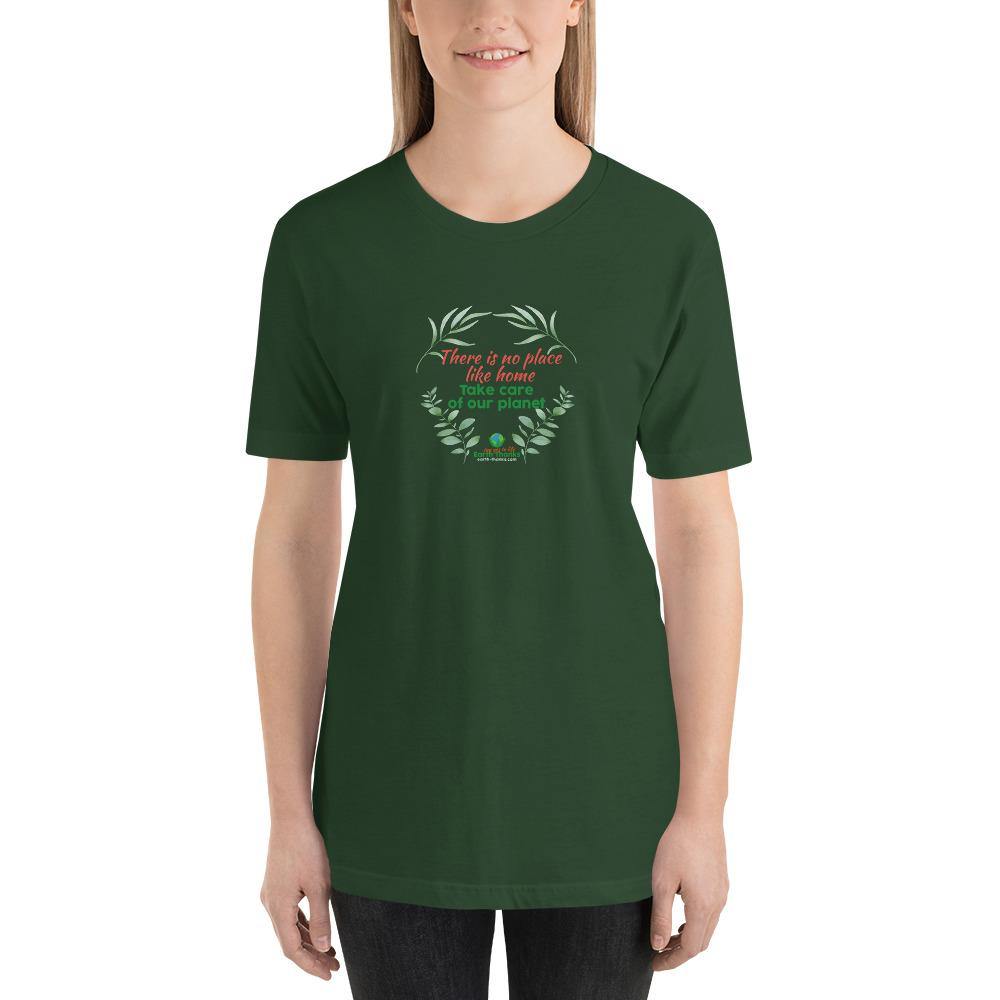 There is no place like home! Short-Sleeve Unisex T-Shirt - Earth Thanks - There is no place like home! Short-Sleeve Unisex T-Shirt - natural, vegan, eco-friendly, organic, sustainable, apparel, city wear, clothes, cotton, fashion, garment, man, men, non toxic, organic, organic cotton, recyclable, recycle, recycle friendly, reusable, soft, unisex, vegan friendly, wardrobe, woman, women