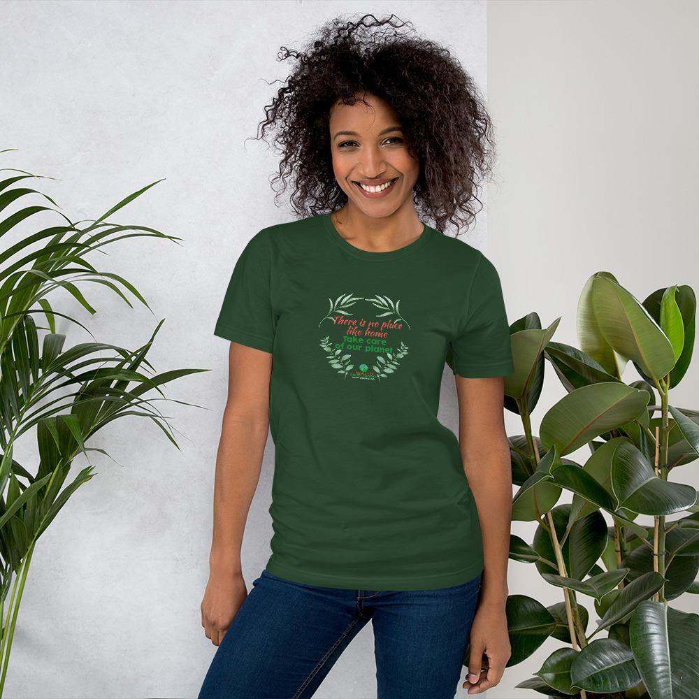 There is no place like home! Short-Sleeve Unisex T-Shirt - Earth Thanks - There is no place like home! Short-Sleeve Unisex T-Shirt - natural, vegan, eco-friendly, organic, sustainable, apparel, city wear, clothes, cotton, fashion, garment, man, men, non toxic, organic, organic cotton, recyclable, recycle, recycle friendly, reusable, soft, unisex, vegan friendly, wardrobe, woman, women