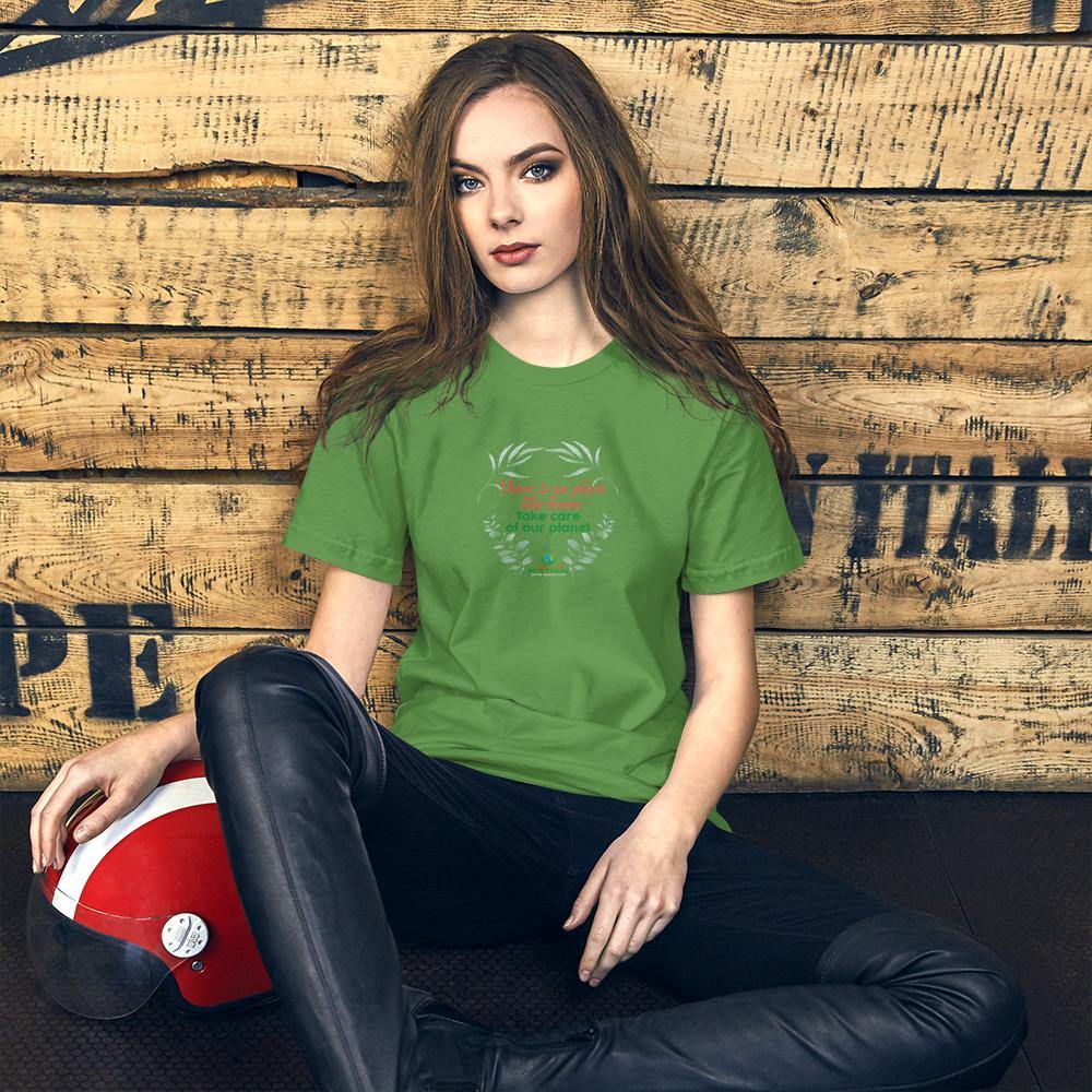 There is no place like home! Short-Sleeve Unisex T-Shirt - Earth Thanks - There is no place like home! Short-Sleeve Unisex T-Shirt - natural, vegan, eco-friendly, organic, sustainable, apparel, city wear, clothes, cotton, fashion, garment, man, men, non toxic, organic, organic cotton, recyclable, recycle, recycle friendly, reusable, soft, unisex, vegan friendly, wardrobe, woman, women