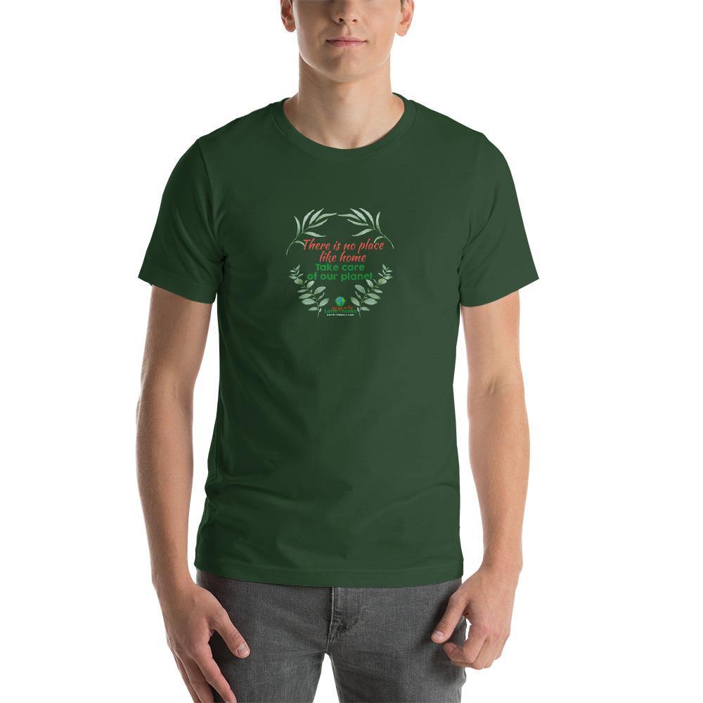 There is no place like home! Short-Sleeve Unisex T-Shirt - Earth Thanks - There is no place like home! Short-Sleeve Unisex T-Shirt - natural, vegan, eco-friendly, organic, sustainable, apparel, city wear, clothes, cotton, fashion, garment, man, men, non toxic, organic, organic cotton, recyclable, recycle, recycle friendly, reusable, soft, unisex, vegan friendly, wardrobe, woman, women