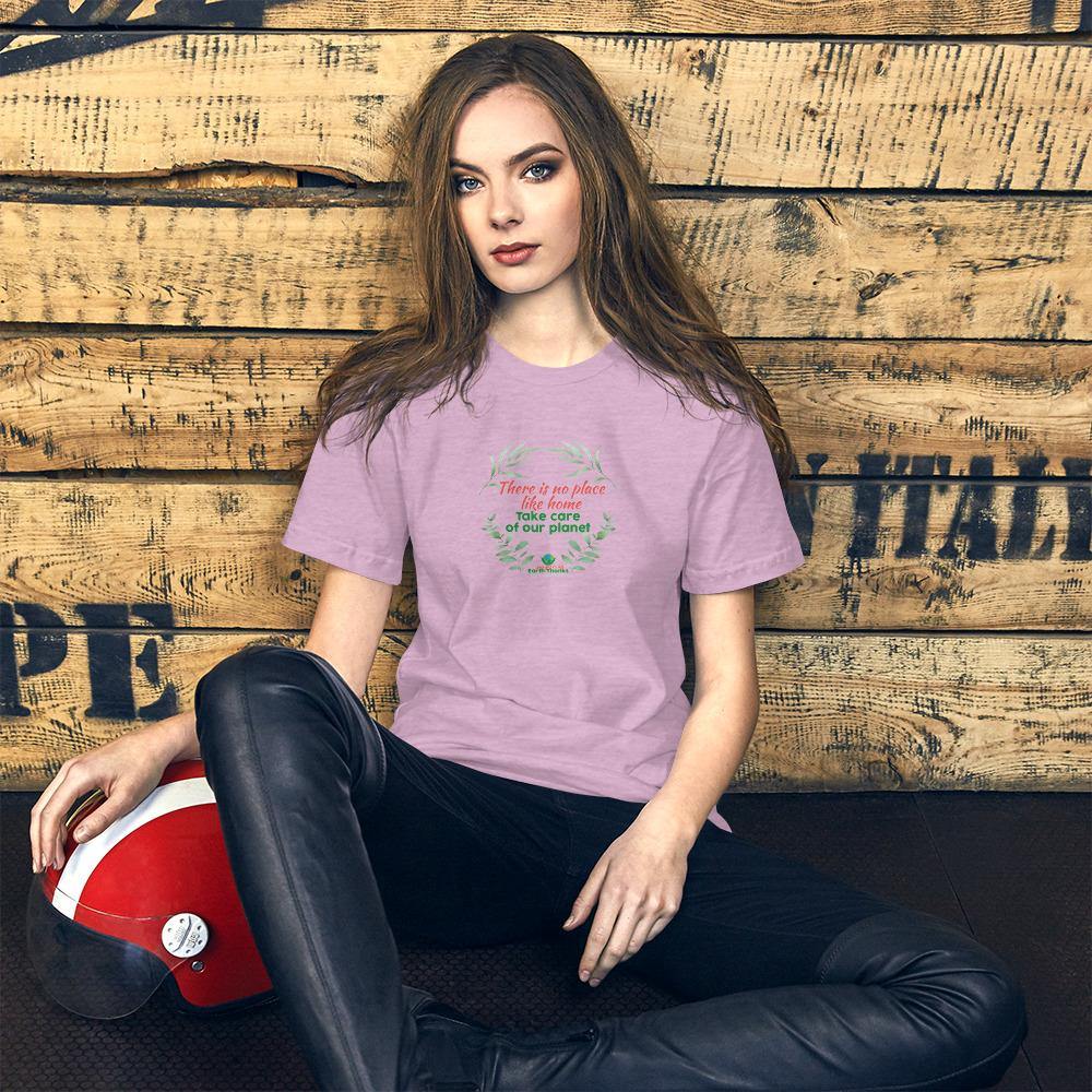 There is no place like home! Short-Sleeve Unisex T-Shirt - Earth Thanks - There is no place like home! Short-Sleeve Unisex T-Shirt - natural, vegan, eco-friendly, organic, sustainable, apparel, city wear, clothes, cotton, fashion, garment, man, men, non toxic, organic, organic cotton, recyclable, recycle, recycle friendly, reusable, soft, unisex, vegan friendly, wardrobe, woman, women