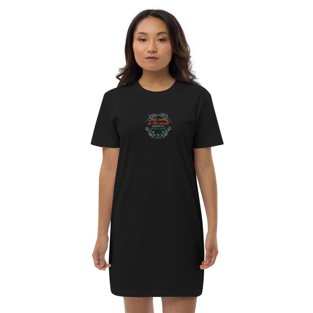 Best mom in the world - Organic cotton t-shirt dress - Earth Thanks - Best mom in the world - Organic cotton t-shirt dress - natural, vegan, eco-friendly, organic, sustainable, apparel, cotton, dress, eco fashion, eco textiles, embroidery, organic cotton, outfit, sport, sports wear, sportswear, T-shirt dress