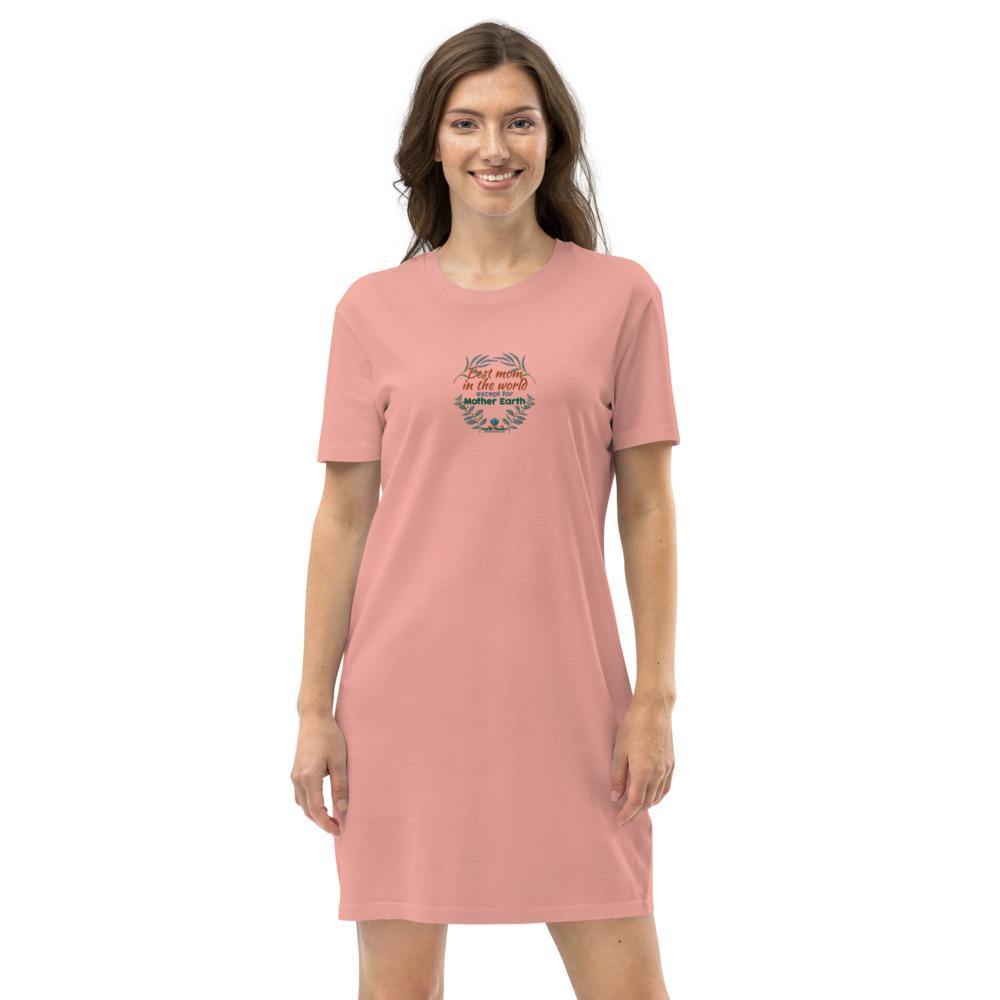 Best mom in the world - Organic cotton t-shirt dress - Earth Thanks - Best mom in the world - Organic cotton t-shirt dress - natural, vegan, eco-friendly, organic, sustainable, apparel, cotton, dress, eco fashion, eco textiles, embroidery, organic cotton, outfit, sport, sports wear, sportswear, T-shirt dress